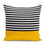 - RealHomes Dijital Baskılı Modern Yastık Kırlent Kılıfı - Realhomes Sarı Zemin Siyah Çizgili Dijital Baskılı Modern Kırlent Kılıfı Realhomes