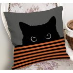 - RealHomes Dijital Baskılı Modern Yastık Kırlent Kılıfı - Realhomes Turuncu Çizgili Karakedi Tasarımlı Dekoratif Yastık Kırlent Kılıfı Realhomes