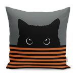 - RealHomes Dijital Baskılı Modern Yastık Kırlent Kılıfı - Realhomes Turuncu Çizgili Karakedi Tasarımlı Dekoratif Yastık Kırlent Kılıfı Realhomes