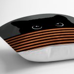 - RealHomes Dijital Baskılı Modern Yastık Kırlent Kılıfı - Realhomes Turuncu Çizgili Karakedi Tasarımlı Dekoratif Yastık Kırlent Kılıfı Realhomes