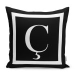 - RealHomes Dijital Baskılı Modern Yastık Kırlent Kılıfı - Realhomes Siyah Zemin Beyaz Çerçeveli Ç Harfi Dijital Baskılı Kırlent Kılıfı Realhomes