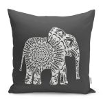 - RealHomes Dijital Baskılı Modern Yastık Kırlent Kılıfı - Realhomes Koyu Füme Zemin Etnik Fil Motifli Dekoratif Yastık Kırlent Kılıfı Realhomes