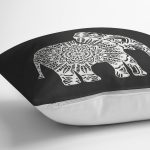 - RealHomes Dijital Baskılı Modern Yastık Kırlent Kılıfı - Realhomes Koyu Füme Zemin Etnik Fil Motifli Dekoratif Yastık Kırlent Kılıfı Realhomes