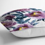 - RealHomes Dijital Baskılı Modern Yastık Kırlent Kılıfı - Realhomes Mor Suluboya Motifli Gül Tasarımlı Modern Yastık Kırlent Kılıfı Realhomes