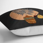 Koyu Gri Zeminli Vazo Temalı Dekoratif Yastık Kırlent Kılıfı Realhomes