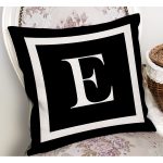 - RealHomes Dijital Baskılı Modern Yastık Kırlent Kılıfı - Realhomes Siyah Zemin Beyaz Çerçeveli E Harfi Dijital Baskılı Kırlent Kılıfı Realhomes
