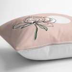 - RealHomes Dijital Baskılı Modern Yastık Kırlent Kılıfı - Realhomes Pembe Zemin Oneline Gül Çizimli Modern Yastık Kırlent Kılıfı Realhomes