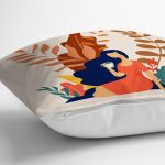 - RealHomes Dijital Baskılı Modern Yastık Kırlent Kılıfı - Realhomes Tropik Yapraklar Kadın Figürlü Modern Yastık Kırlent Kılıfı Realhomes