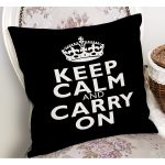 - RealHomes Dijital Baskılı Modern Yastık Kırlent Kılıfı - Realhomes Siyah Beyaz Keep Calm And Carry On Baskılı Yastık Kırlent Kılıfı Realhomes