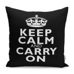 - RealHomes Dijital Baskılı Modern Yastık Kırlent Kılıfı - Realhomes Siyah Beyaz Keep Calm And Carry On Baskılı Yastık Kırlent Kılıfı Realhomes