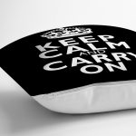 - RealHomes Dijital Baskılı Modern Yastık Kırlent Kılıfı - Realhomes Siyah Beyaz Keep Calm And Carry On Baskılı Yastık Kırlent Kılıfı Realhomes