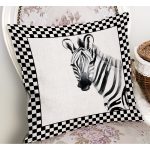 - RealHomes Dijital Baskılı Modern Yastık Kırlent Kılıfı - Realhomes Damalı Çerçeve Motifli Zebra Desenli Dekoratif Yastık Kırlent Kılıfı Realhomes