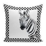 - RealHomes Dijital Baskılı Modern Yastık Kırlent Kılıfı - Realhomes Damalı Çerçeve Motifli Zebra Desenli Dekoratif Yastık Kırlent Kılıfı Realhomes