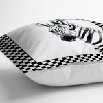 - RealHomes Dijital Baskılı Modern Yastık Kırlent Kılıfı - Realhomes Damalı Çerçeve Motifli Zebra Desenli Dekoratif Yastık Kırlent Kılıfı Realhomes