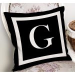 - RealHomes Dijital Baskılı Modern Yastık Kırlent Kılıfı - Realhomes Siyah Zemin Beyaz Çerçeveli G Harfi Dijital Baskılı Kırlent Kılıfı Realhomes