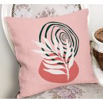 - RealHomes Dijital Baskılı Modern Yastık Kırlent Kılıfı - Realhomes Pembe Zemin Yaprak Çizimli Onedraw Temalı Modern Kırlent Kılıfı Realhomes