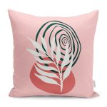 - RealHomes Dijital Baskılı Modern Yastık Kırlent Kılıfı - Realhomes Pembe Zemin Yaprak Çizimli Onedraw Temalı Modern Kırlent Kılıfı Realhomes