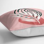 - RealHomes Dijital Baskılı Modern Yastık Kırlent Kılıfı - Realhomes Pembe Zemin Yaprak Çizimli Onedraw Temalı Modern Kırlent Kılıfı Realhomes