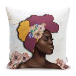 - RealHomes Dijital Baskılı Modern Yastık Kırlent Kılıfı - Realhomes Gül Tasarımlı Siyahi Kadın Motifli Modern Yastık Kırlent Kılıfı Realhomes