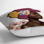 - RealHomes Dijital Baskılı Modern Yastık Kırlent Kılıfı - Realhomes Gül Tasarımlı Siyahi Kadın Motifli Modern Yastık Kırlent Kılıfı Realhomes