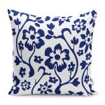 - RealHomes Dijital Baskılı Modern Yastık Kırlent Kılıfı - Realhomes Beyaz Zemin Lacivert Gül Motifli Dekoratik Yastık Kırlent Kılıfı Realhomes