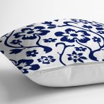 - RealHomes Dijital Baskılı Modern Yastık Kırlent Kılıfı - Realhomes Beyaz Zemin Lacivert Gül Motifli Dekoratik Yastık Kırlent Kılıfı Realhomes