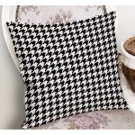 - RealHomes Dijital Baskılı Modern Yastık Kırlent Kılıfı - Realhomes Siyah Beyaz Kazayağı Tasarımlı Dekoratif Yastık Kırlent Kılıfı Realhomes