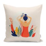 - RealHomes Dijital Baskılı Modern Yastık Kırlent Kılıfı - Realhomes Çiçek Tasarımlı Kadın Figürlü Dekoratif Yastık Kırlent Kılıfı Realhomes