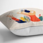 - RealHomes Dijital Baskılı Modern Yastık Kırlent Kılıfı - Realhomes Çiçek Tasarımlı Kadın Figürlü Dekoratif Yastık Kırlent Kılıfı Realhomes