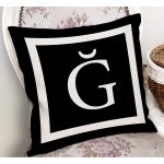 - RealHomes Dijital Baskılı Modern Yastık Kırlent Kılıfı - Realhomes Siyah Zemin Beyaz Çerçeveli Ğ Harfi Dijital Baskılı Kırlent Kılıfı Realhomes