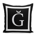 - RealHomes Dijital Baskılı Modern Yastık Kırlent Kılıfı - Realhomes Siyah Zemin Beyaz Çerçeveli Ğ Harfi Dijital Baskılı Kırlent Kılıfı Realhomes