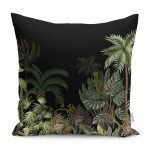 - RealHomes Dijital Baskılı Modern Yastık Kırlent Kılıfı - Realhomes Siyah Zemin Tropik Orman Temalı Dekoratif Yastık Kırlent Kılıfı Realhomes