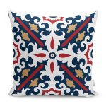 - RealHomes Dijital Baskılı Modern Yastık Kırlent Kılıfı - Realhomes Lacivert Bordo Damask Motifli Modern Yastık Kırlent Kılıfı Realhomes