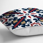 - RealHomes Dijital Baskılı Modern Yastık Kırlent Kılıfı - Realhomes Lacivert Bordo Damask Motifli Modern Yastık Kırlent Kılıfı Realhomes