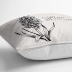 - RealHomes Dijital Baskılı Modern Yastık Kırlent Kılıfı - Realhomes Karakalem Çiçek Çizimli Yazılı Modern Yastık Kırlent Kılıfı Realhomes