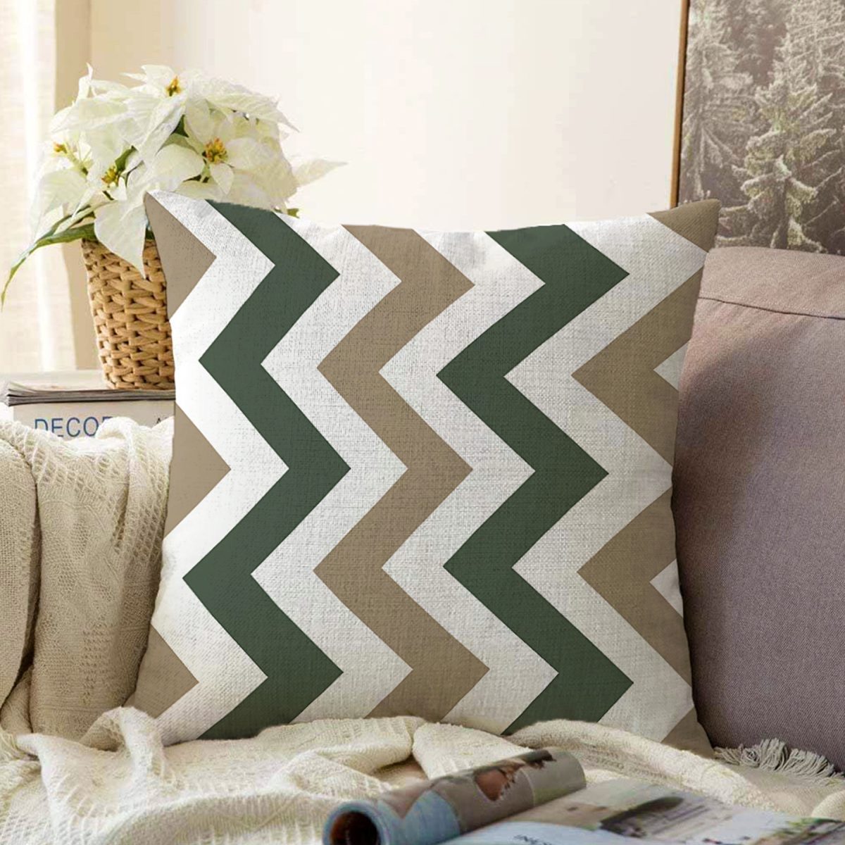 Soft Renkli Zigzag Tasarımlı Dekoratif Raşel Kadife Yastık Kırlent Kılıfı Realhomes