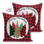 - RealHomes Çift Tarafı Dijital Baskılı Süet Yastık Kırlent Kılıfı - Realhomes Kırmızı Ekose Mery Christmas Özel Tasarım Modern Süet Yastık Kırlent Kılıfı Realhomes