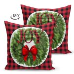 - RealHomes Çift Tarafı Dijital Baskılı Süet Yastık Kırlent Kılıfı - Realhomes Kırmızı Ekose Yılbaşı Desen Joy Motifli Modern Süet Yastık Kırlent Kılıfı Realhomes