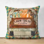 - RealHomes Çift Tarafı Dijital Baskılı Süet Yastık Kırlent Kılıfı - Realhomes Farm Fresh Ekose Motifli Kabak Temalı Modern Süet Yastık Kırlent Kılıfı Realhomes
