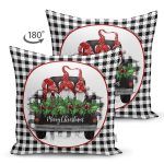 - RealHomes Çift Tarafı Dijital Baskılı Süet Yastık Kırlent Kılıfı - Realhomes Siyah Beyaz Ekose Mery Christmas Özel Tasarımlı Modern Süet Yastık Kırlent Kılıfı Realhomes
