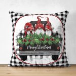 - RealHomes Çift Tarafı Dijital Baskılı Süet Yastık Kırlent Kılıfı - Realhomes Siyah Beyaz Ekose Mery Christmas Özel Tasarımlı Modern Süet Yastık Kırlent Kılıfı Realhomes