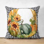 - RealHomes Çift Tarafı Dijital Baskılı Süet Yastık Kırlent Kılıfı - Realhomes Kabak Temalı Siyah Beyaz Ekose Tasarımlı Modern Süet Yastık Kırlent Kılıfı Realhomes