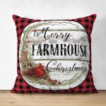 - RealHomes Çift Tarafı Dijital Baskılı Süet Yastık Kırlent Kılıfı - Realhomes Kırmızı Ekose Motifli Mery Christmas Temalı Modern Süet Yastık Kırlent Kılıfı Realhomes