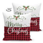 - RealHomes Çift Tarafı Dijital Baskılı Süet Yastık Kırlent Kılıfı - Realhomes Mery Christmas Temalı Ekose Tasarımlı Modern Süet Yastık Kırlent Kılıfı Realhomes