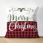 - RealHomes Çift Tarafı Dijital Baskılı Süet Yastık Kırlent Kılıfı - Realhomes Mery Christmas Temalı Ekose Tasarımlı Modern Süet Yastık Kırlent Kılıfı Realhomes