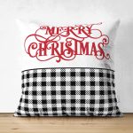 - RealHomes Çift Tarafı Dijital Baskılı Süet Yastık Kırlent Kılıfı - Realhomes Mery Christmas Temalı Ekose Tasarımlı Modern Süet Yastık Kırlent Kılıfı Realhomes