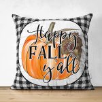 - RealHomes Çift Tarafı Dijital Baskılı Süet Yastık Kırlent Kılıfı - Realhomes Kabak Temalı Siyah Beyaz Ekose Tasarımlı Modern Süet Yastık Kırlent Kılıfı Realhomes