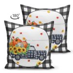 - RealHomes Çift Tarafı Dijital Baskılı Süet Yastık Kırlent Kılıfı - Realhomes Siyah Ekose Kabak Tasarımlı Dijital Baskılı Modern Süet Yastık Kırlent Kılıfı Realhomes