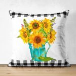 - RealHomes Çift Tarafı Dijital Baskılı Süet Yastık Kırlent Kılıfı - Realhomes Ayçiçekleri Ekose Tasarımlı Dijital Baskılı Modern Süet Yastık Kırlent Kılıfı Realhomes