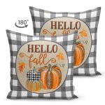 - RealHomes Çift Tarafı Dijital Baskılı Süet Yastık Kırlent Kılıfı - Realhomes Ekose Motifli Kabak Tasarımlı Modern Süet Yastık Kırlent Kılıfı Realhomes
